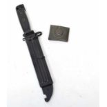 East German model 74 AKM type II bayonet and scabbard together with reproduction Waffen SS belt