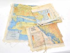 Quantity of three WWII/20th century RAF silk escape maps of South East Asia to include 44/J-44/K,