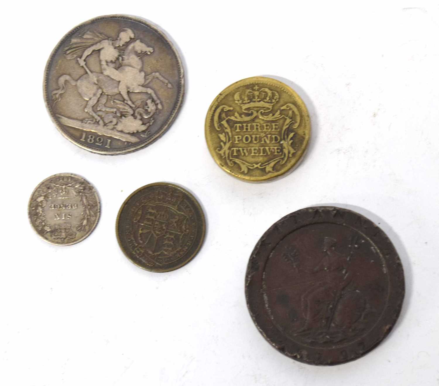 Assortment of coins to include Elizabeth I 1574 sixpence, George IV 1821 crown, William IV 1836 - Image 6 of 14