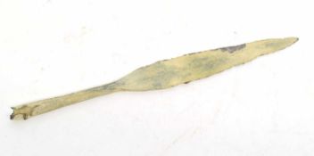Anglo-Saxon antiquity spear head (a/f) with provenance from the British Museum, 32cm long