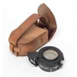 20th century prismatic compass with leather pouch, possibly military, manufactured by Cooke,