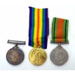 Quantity of WWI and WWII British medals to include WWI pair 1914-1918 War medal (lacking ribbon),