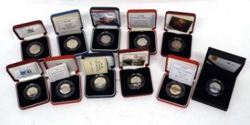 Quantity of ten cased silver proof coin sets
