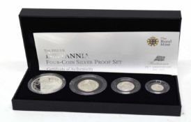 Cased 2012 silver four coin Britannia proof set