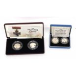 Cased 1992 silver proof 10p two coin set together with cased UK 2006 silver proofed Victoria Cross