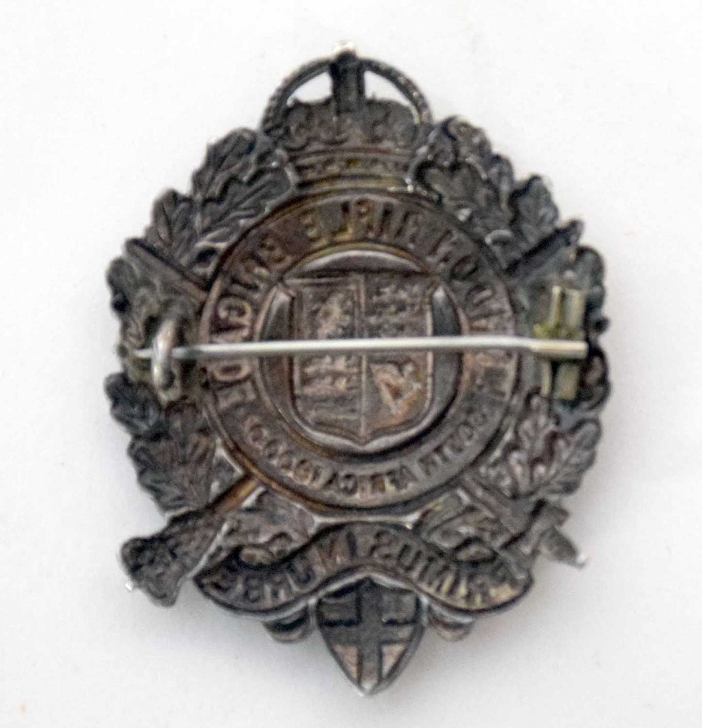 WWI London Rifle Brigade Officers silver cap badge, hallmarked Birmingham FBS 1916 - Image 2 of 2
