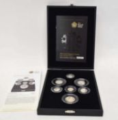 Cased 2008 silver seven coin proof set
