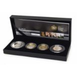 Cased 2009 silver four coin proof set