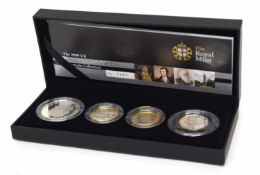 Cased 2009 silver four coin proof set