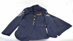 Post-war/reproduction RAF service dress tunic and trousers with insignia for Staff Sgt in the Bomb
