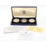 Cased 1994 silver three coin 50th anniversary Allied Invasion proof set