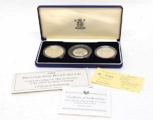 Cased 1994 silver three coin 50th anniversary Allied Invasion proof set