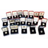 20 various cased silver proof £1 coin sets