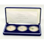 Cased 2002 Duke of Wellington's 150th anniversary Channel Islands three coin silver set