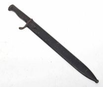 WWI Imperial German M18 98 Mauser Butcher bayonet with ebonised grip handles, quillion and painted