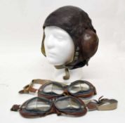 An RAF B-type flying helmet converted to take post-war oxygen mask together with two pairs of Mk 8
