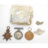 WWI medal trio consisting of 1914-15 Star, 1914-18 War medal and 1914-19 Victory medal (lacking