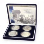 Cased 2002 silver four coin Britannia design proof set