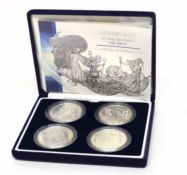 Cased 2002 silver four coin Britannia design proof set