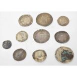 Quantity of ten silver hammered Old English coins to include two silver Elizabeth I sixpences with
