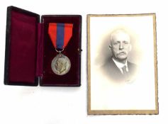 George V cased Imperial Service medal impressed to Herbert George Rivens with related ephemera and