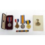 WWI Mons star trio medal group to include 1914 Star (lacking 5th August - 22nd August 1914 clasp,