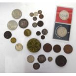 Assortment of coins to include Elizabeth I 1574 sixpence, George IV 1821 crown, William IV 1836