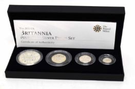 Cased 2011 silver four coin Britannia proof set