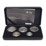 Cased 2008 silver five coin family silver collection proof set