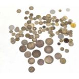 Quantity of mixed Foreign silver coinage to include Spanish Carolus IV coins, silver dollars,