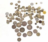 Quantity of mixed Foreign silver coinage to include Spanish Carolus IV coins, silver dollars,