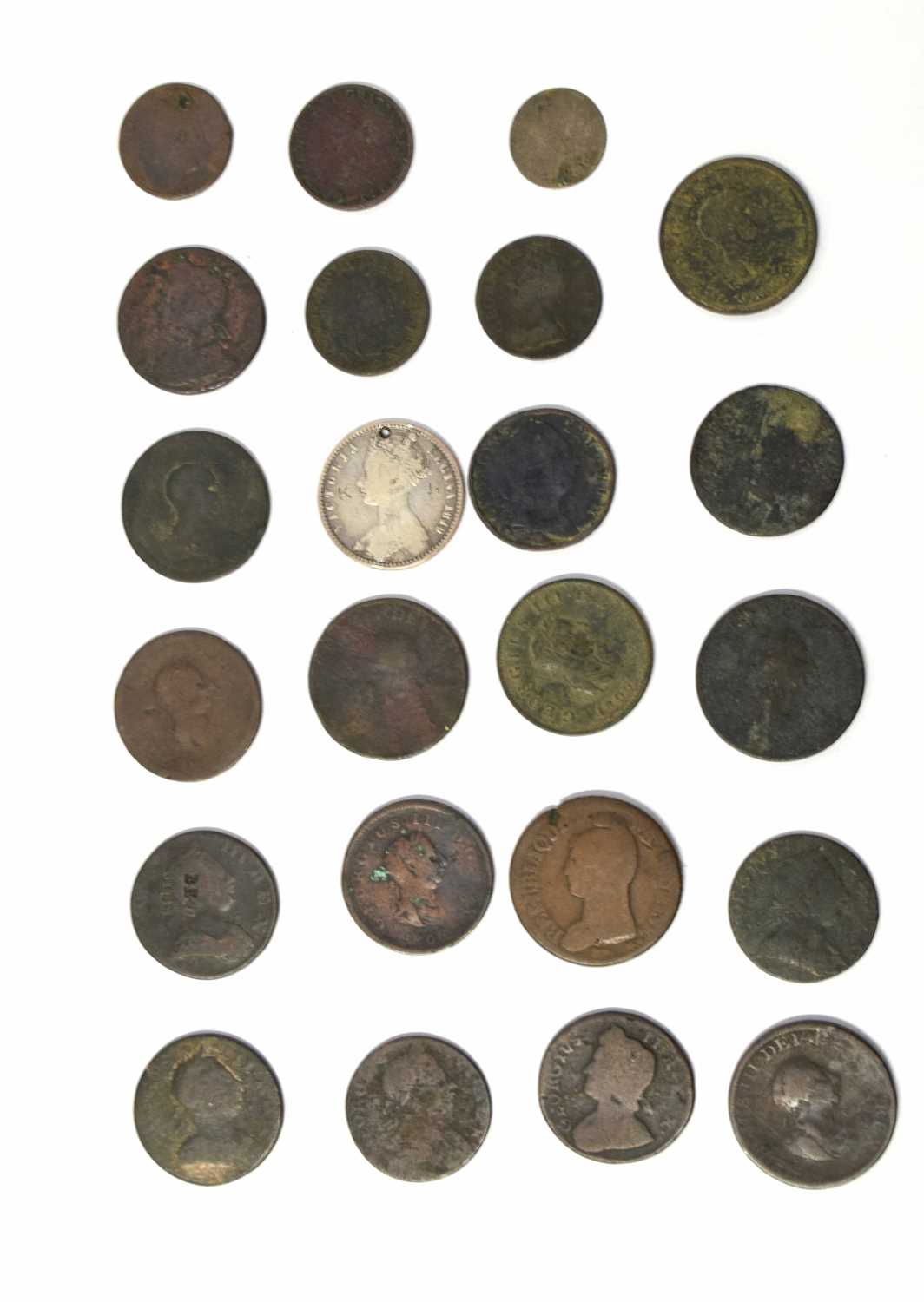 Quantity of Georgian half pennies, pennies, worn condition, together with two George III spade - Image 6 of 6