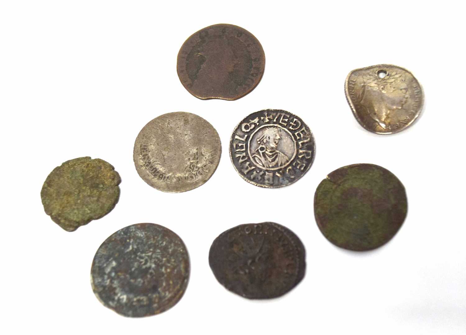 Quantity of Georgian half pennies, pennies, worn condition, together with two George III spade - Image 2 of 6