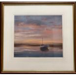Tony Garner (British, 20th century),'Tranquility Brancester Staithe', pastel on board, signed in