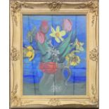 Jean Alexander RSWA (British, 20th century), A still life pastel of springtime flowers in a vase,
