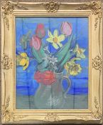 Jean Alexander RSWA (British, 20th century), A still life pastel of springtime flowers in a vase,