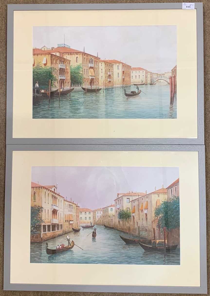 Yves Gianni pair of signed Watercolours,Venetian scenes 45 X 29 CM