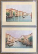 Yves Gianni pair of signed Watercolours,Venetian scenes 45 X 29 CM