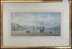 George Smith, signed watercolour, Esturay Scene, dated 1889, 38 X 19 CM