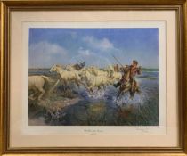 Terence Tenison Cuneo FGRA (British, 20th century) 'Wild Horses of The Carmargue', colour litho, ltd