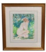 Stuart Scott Somerville, British School, 20th Century, Seated nude. Pastel, signed , 11 x 8.5ins
