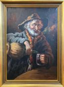 Alberto Cecconi (Italian, 20th century) Old man pouring wine, oil on canvas, signed, framed