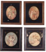 Group of four 19th century engravings, genre scenes, assorted sizes, (4)