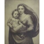 After Raffaello Sanzio, The Sistine Madonna, late 19th Century sepia print Qty: 1