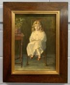 Annie Beken (British, early 19th-early 20th century), Portrait of a young girl, watercolour, signed,