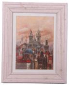 Contemporary, Prague roofscape , oil on canvas, indistinctly signed, 10 x 14ins