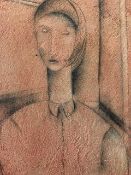 William Waite, British Contemporary, Portrait of a woman. Pencil, charcoal on canvas, signed,