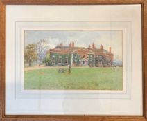 N.E. Remington, Country house, watercolour, signed, dated (1918), 8x14ins, framed and glazed.