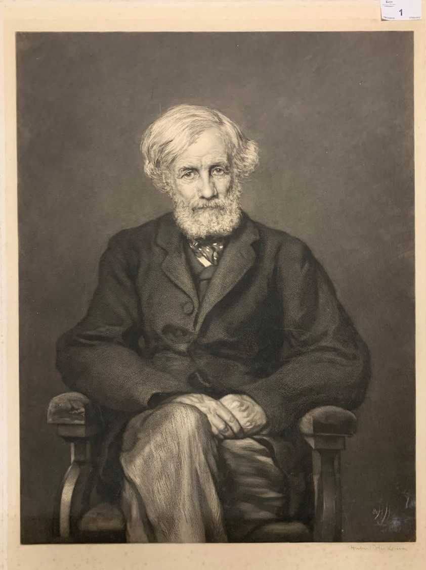 Hubert Von Herkomer (1849-1914), Portrait of a seated gent, black and white mezzotint, unframed,
