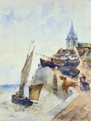 M.C. Macdonald (British, 19th Century), Fishermen off the harbour mouth, watercolour, signed and